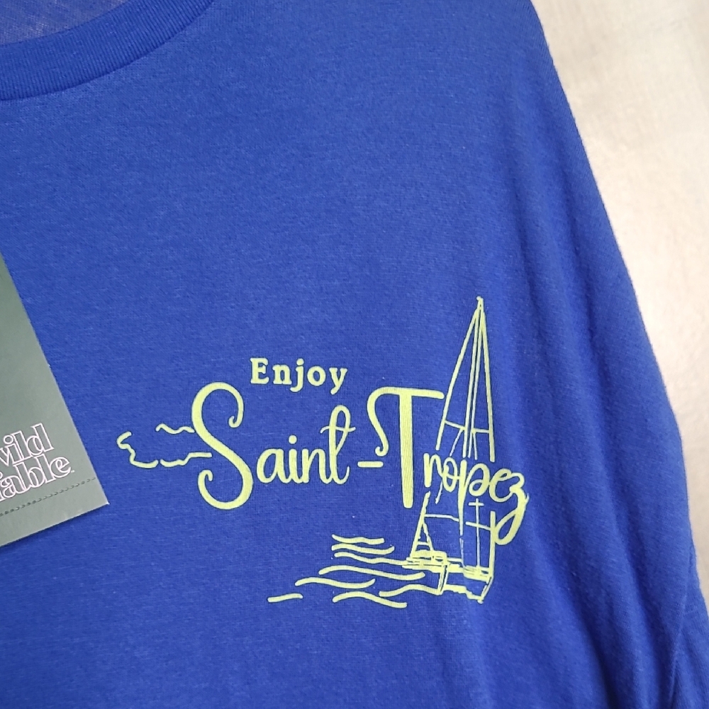 New! Wild Fable Womens Small Saint Tropez blue short sleeve graphic Tshirt
